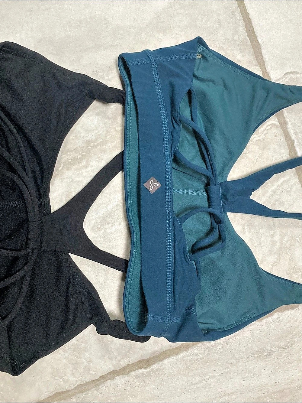 Prana sports bras in Blue & Black